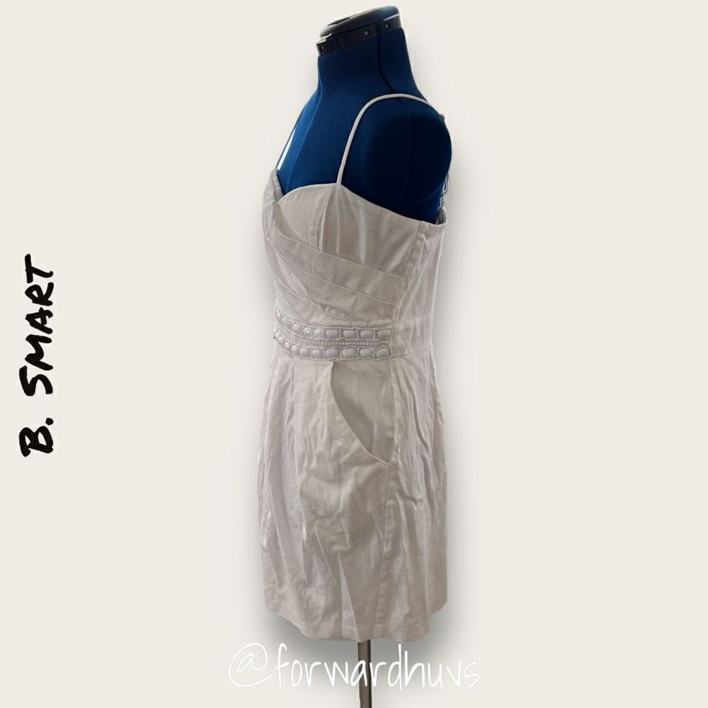 Be Smart White Beaded Dress with Pockets Size 14 - Picture 3 of 8